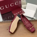 Gucci Women Horsebit Ballet Flat-Red ‎821220FAD8F8546