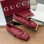 Gucci Women Horsebit Ballet Flat-Red ‎821220FAD8F8546