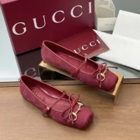 Gucci Women Horsebit Ballet Flat-Red ‎821220FAD8F8546 (1)