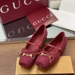 Gucci Women Horsebit Ballet Flat-Red ‎821220FAD8F8546