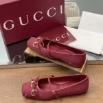 Gucci Women Horsebit Ballet Flat-Red ‎821220FAD8F8546
