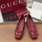 Gucci Women Horsebit Ballet Flat-Red ‎821220FAD8F8546