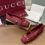 Gucci Women Horsebit Ballet Flat-Red ‎821220FAD8F8546