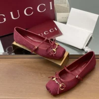 Gucci Women Horsebit Ballet Flat-Red ‎821220FAD8F8546 (1)
