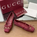 Gucci Women Horsebit Ballet Flat-Red ‎821220FAD8F8546