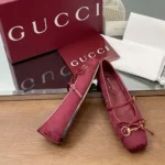 Gucci Women Horsebit Ballet Flat-Red ‎821220FAD8F8546