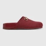 Gucci Women Horsebit Slipper in Red GG Canvas 7467129SF408551