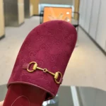 Gucci Women Horsebit Slipper in Red GG Canvas 7467129SF408551