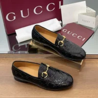 Gucci Women Jordaan Loafer Black GG Leather 786016AAD6S1000 (1)