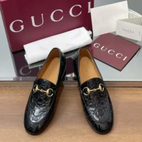 Gucci Women Jordaan Loafer Black GG Leather 786016AAD6S1000 (1)