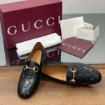 Gucci Women Jordaan Loafer Black GG Leather 786016AAD6S1000
