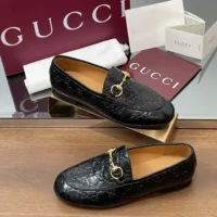 Gucci Women Jordaan Loafer Black GG Leather 786016AAD6S1000 (1)