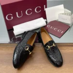 Gucci Women Jordaan Loafer Black GG Leather 786016AAD6S1000