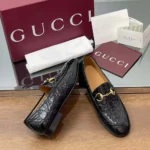 Gucci Women Jordaan Loafer Black GG Leather 786016AAD6S1000