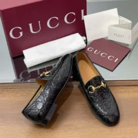 Gucci Women Jordaan Loafer Black GG Leather 786016AAD6S1000 (1)