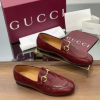Gucci Women Jordaan Loafer Red GG Leather 786016AAD6S6207 (1)