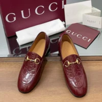 Gucci Women Jordaan Loafer Red GG Leather 786016AAD6S6207 (1)