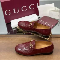Gucci Women Jordaan Loafer Red GG Leather 786016AAD6S6207 (1)