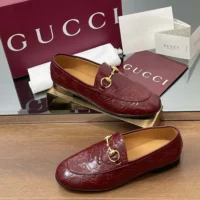 Gucci Women Jordaan Loafer Red GG Leather 786016AAD6S6207 (1)