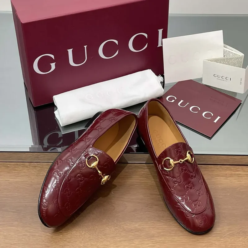 Gucci Women Jordaan Loafer Red GG Leather 786016AAD6S6207
