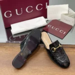 Gucci Women Princetown Slipper Black GG leather ‎813864AAD6S1000
