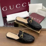 Gucci Women Princetown Slipper Black GG leather ‎813864AAD6S1000