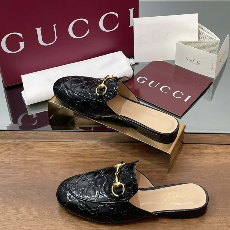 Gucci Women Princetown Slipper Black GG leather ‎813864AAD6S1000