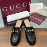 Gucci Women Princetown Slipper Black GG leather ‎813864AAD6S1000