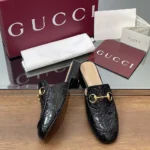 Gucci Women Princetown Slipper Black GG leather ‎813864AAD6S1000