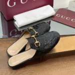 Gucci Women Princetown Slipper Black GG leather ‎813864AAD6S1000