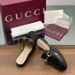 Gucci Women Princetown Slipper Black GG leather ‎813864AAD6S1000