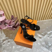 Louis Vuitton LV Women 6AM Sandal in Patent Calf Leather-Black 1AGWZM (1)
