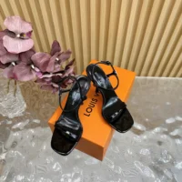 Louis Vuitton LV Women 6AM Sandal in Patent Calf Leather-Black 1AGWZM (1)