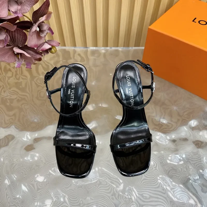Louis Vuitton LV Women 6AM Sandal in Patent Calf Leather-Black 1AGWZM