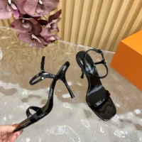 Louis Vuitton LV Women 6AM Sandal in Patent Calf Leather-Black 1AGWZM (1)