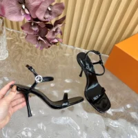 Louis Vuitton LV Women 6AM Sandal in Patent Calf Leather-Black 1AGWZM (1)