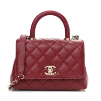 Chanel Caviar Quilted Extra Mini Coco Handle Flap Bag-Burgundy (1)