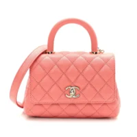 Chanel Caviar Quilted Extra Mini Coco Handle Flap Bag-Orange (1)