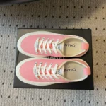 Zapatillas Chanel con cordones para mujer, color rosa