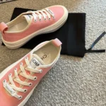 Zapatillas Chanel con cordones para mujer, color rosa
