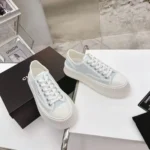 Zapatillas Chanel de suela gruesa para mujer, color azul