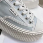 Zapatillas Chanel de suela gruesa para mujer, color azul