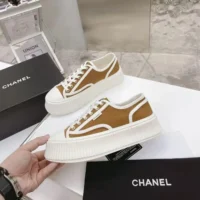 Chanel Women Thick Soled Sneaker-Brown (5)