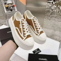 Chanel Women Thick Soled Sneaker-Brown (5)