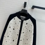 Dior Herr Bomberjacka Svart och Vit Kashmirblandad Stickad Jacka med Flerfärgat Dior Astralmotiv