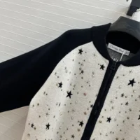 Dior Men Bomber Jacket Black and White Cashmere-Blend Knit with Multicolor Dior Astral Motif (1)