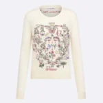 Dior Men Dioramour Embroidered Sweater Ecru Cashmere Knit with Multicolor Amour 1947 Motif