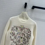 Dior Men Dioramour Embroidered Sweater Ecru Cashmere Knit with Multicolor Amour 1947 Motif