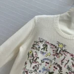 Dior Men Dioramour Embroidered Sweater Ecru Cashmere Knit with Multicolor Amour 1947 Motif