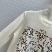 Dior Men Dioramour Embroidered Sweater Ecru Cashmere Knit with Multicolor Amour 1947 Motif (1)